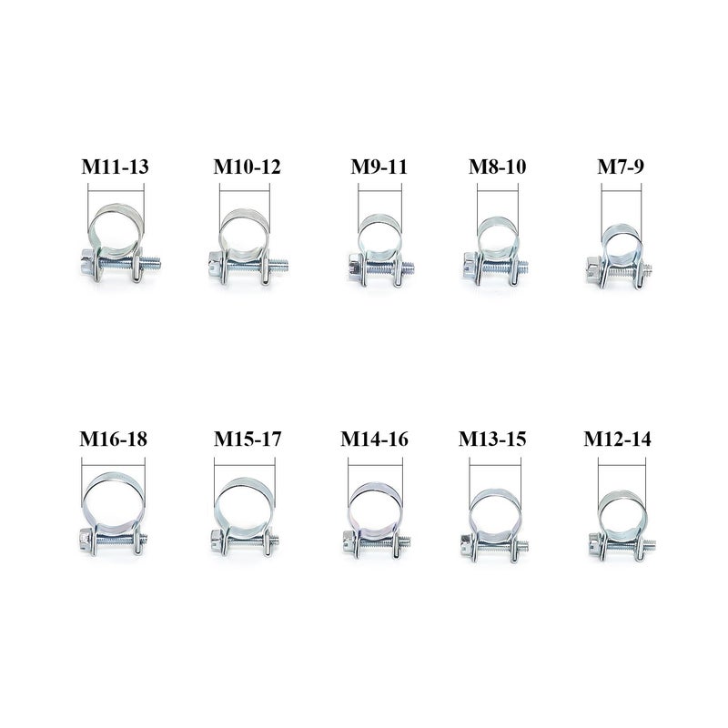 Sutemribor 10 Sizes Mini Fuel Injection Line Style Hose Clamps Assortment Kit (84 PCS) - Image 3